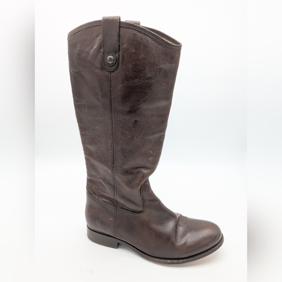 Frye Leather Brown Melissa Button Riding Tall Boots - Picture 11 of 11